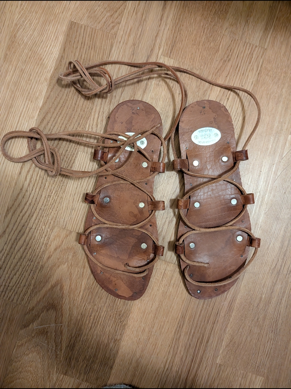 Women’s Brown Leather Lace-Up Gladiator Sandals